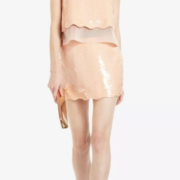 NWT BCBG MAXAZRIA Peach/ Pink Sequin MICHAELA Skirt. SMALL - Picture 9 of 9